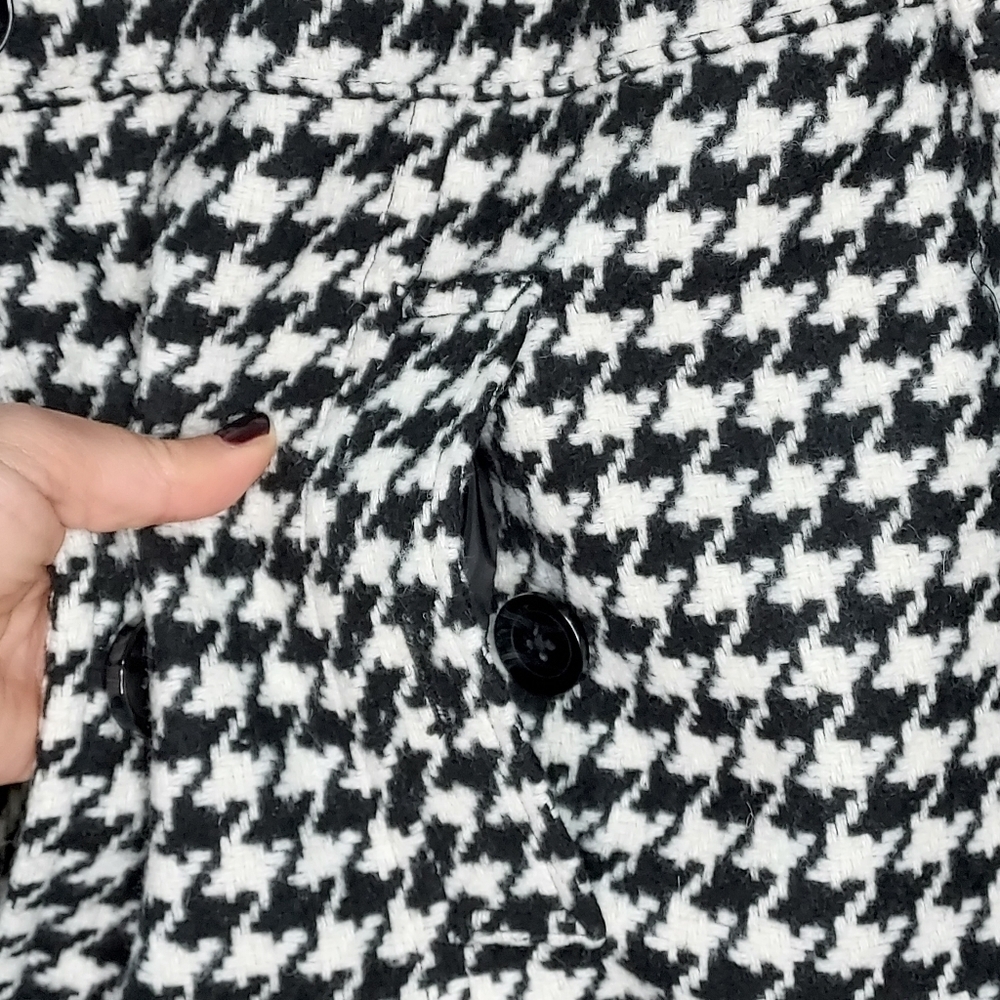 Relativity houndstooth coat wool button up black white cream M - Picture 6 of 11